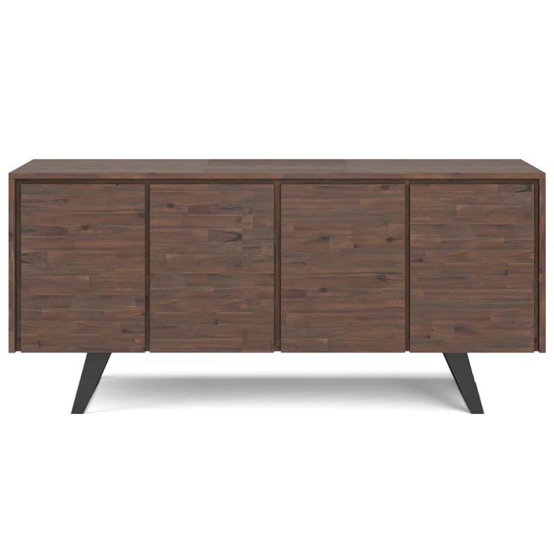 Lowry 66'' Distressed Charcoal Solid Acacia & Metal Sideboard