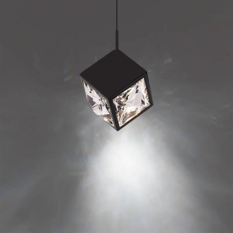 Ice Cube Mini LED Black Brass Pendant with Crystal Diffuser
