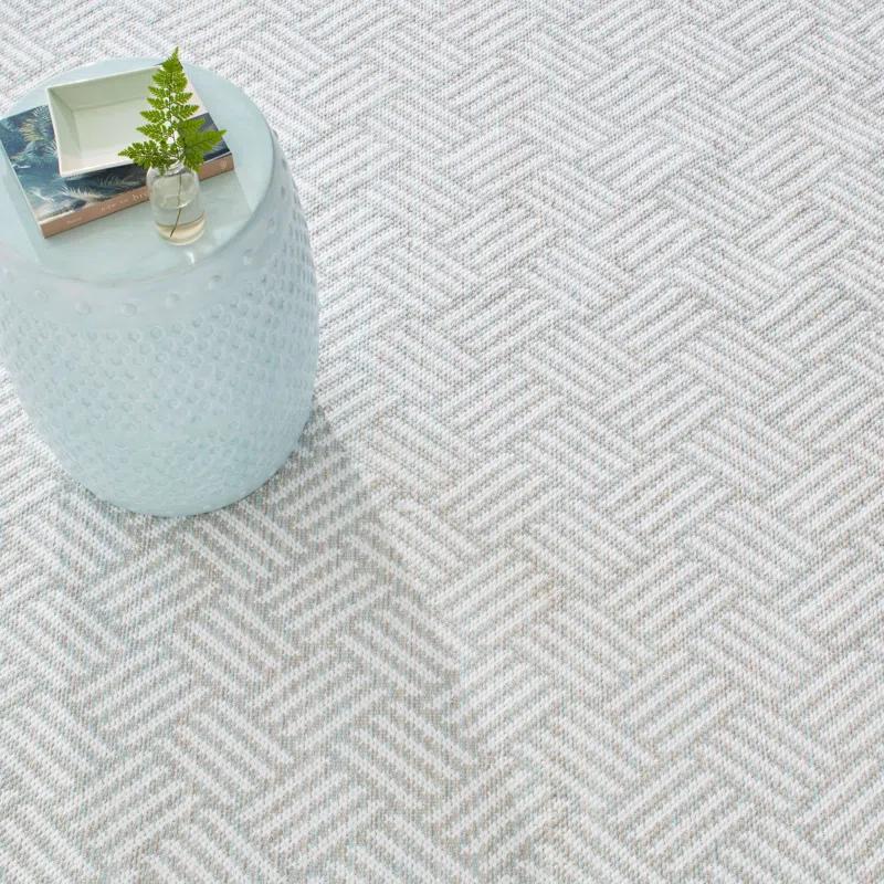 Indoor/Outdoor Woven Blue Stripe Synthetic Rug, 3'x5'