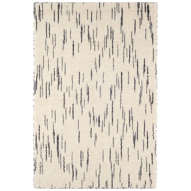 Ikat-Inspired Hand-Knotted Wool Blend Rug in Black 3' x 5'