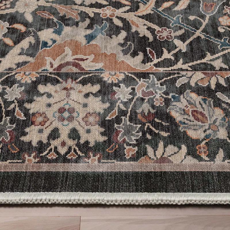 Well Woven Asha Liana Vintage Oriental Charcoal Gray Flat-Weave Rug