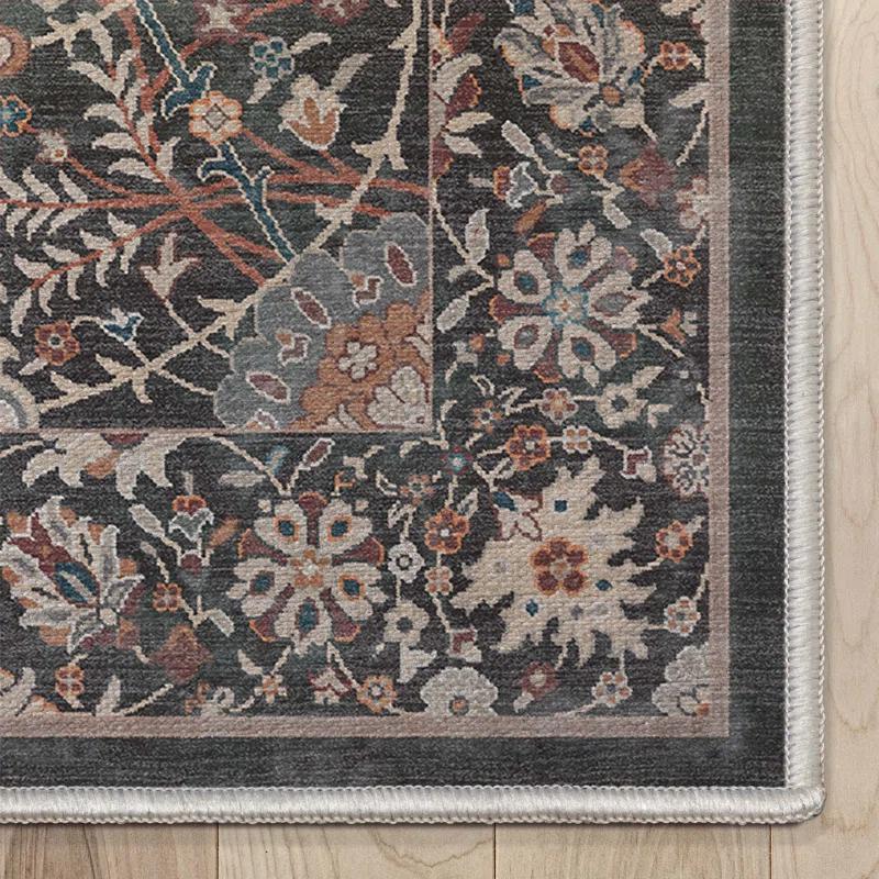 Well Woven Asha Liana Vintage Oriental Charcoal Gray Flat-Weave Rug
