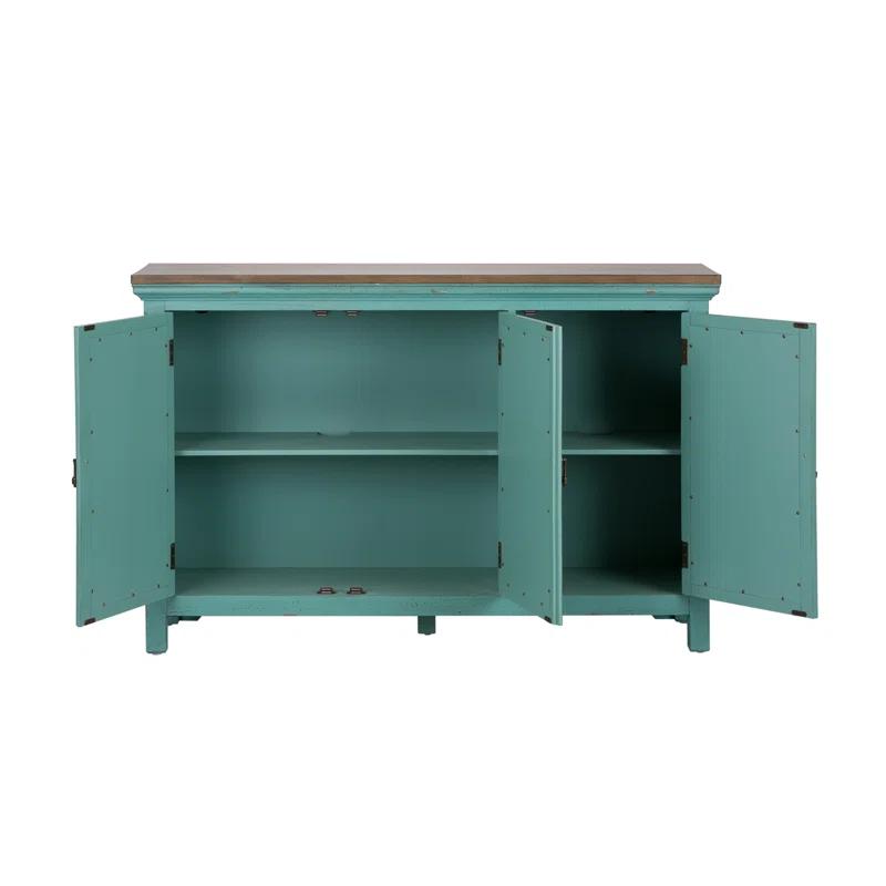 Del Transitional 56'' Green and Blue Freestanding Sideboard with Adjustable Shelving