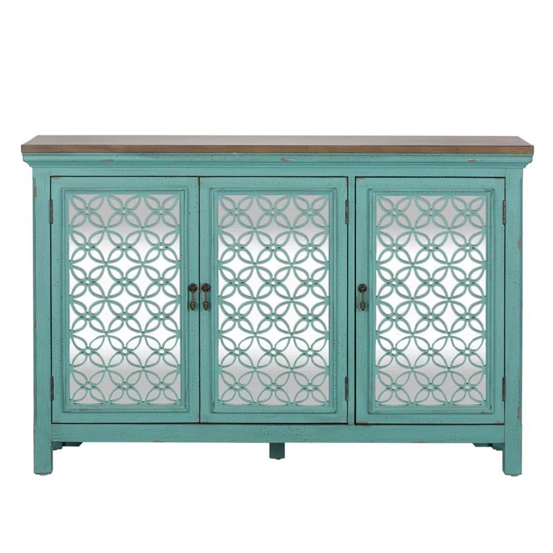 Del Transitional 56'' Green and Blue Freestanding Sideboard with Adjustable Shelving