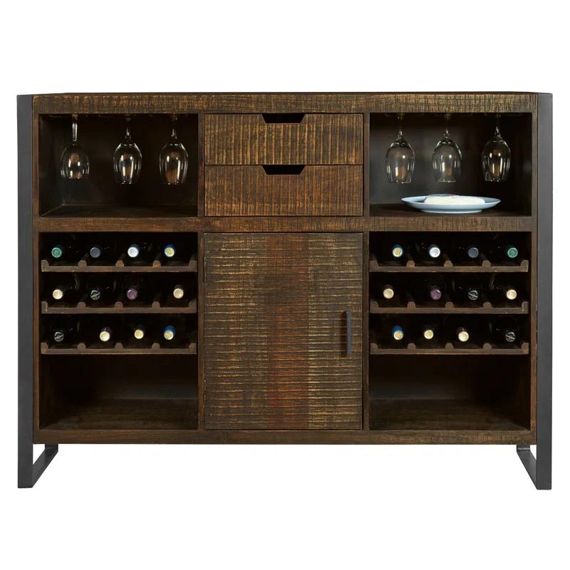 Garrison Rustic Industrial 54.5'' Charcoal Gray and Dark Brown Home Bar