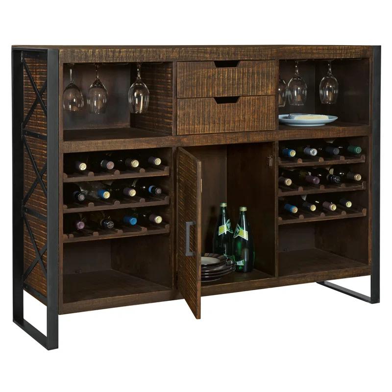 Garrison Rustic Industrial 54.5'' Charcoal Gray and Dark Brown Home Bar