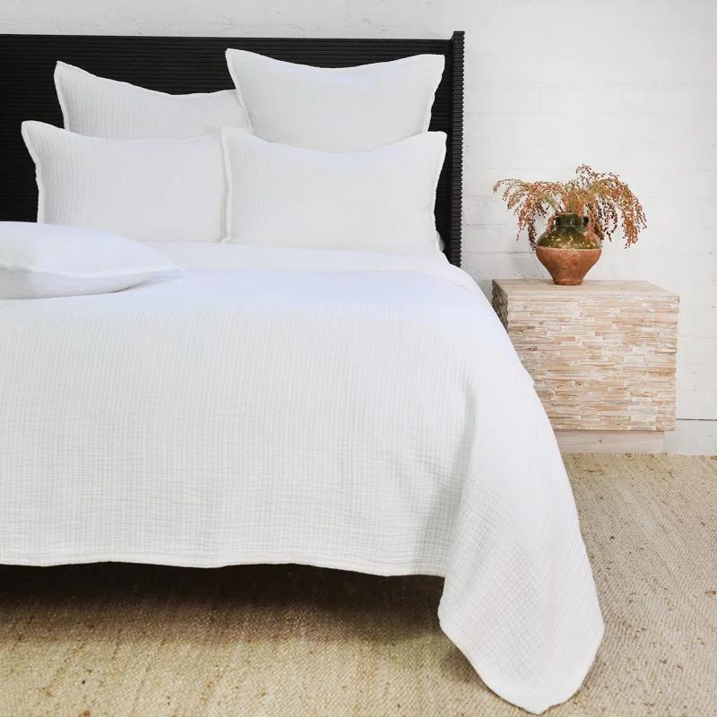 Chatham Cotton Matelasse Sham by Pom Pom at Home - White / Standard