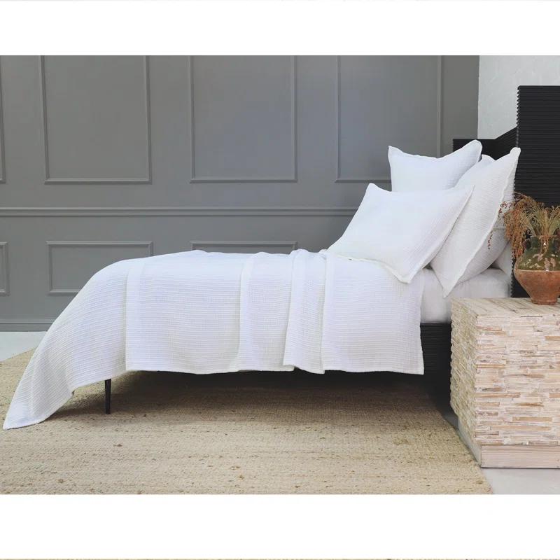Chatham Cotton Matelasse Sham by Pom Pom at Home - White / Standard