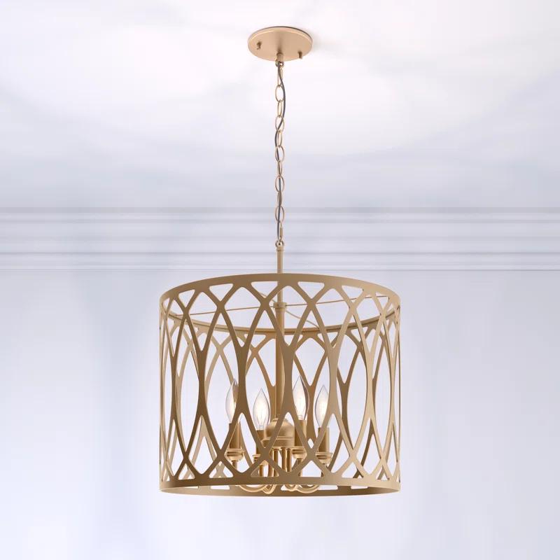 Arelyn 15'' Painted Modern Gold Glass Drum Pendant Light