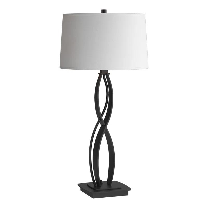 Almost Infinity Bronze Table Lamp with Flax Shade