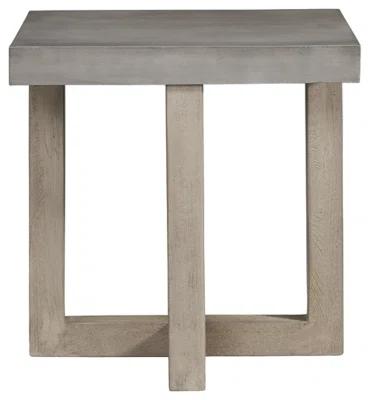 Lockthorne Contemporary Gray Stone and Wood Square End Table
