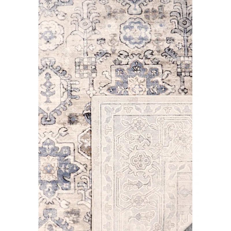 Pasargad Amadeus Power Loom Oriental Area Rug in Ivory/Gray