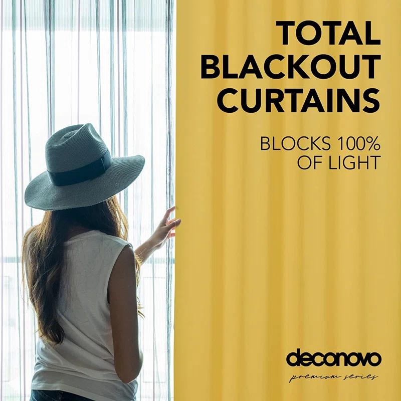 Deconovo Deconovo 100 Percent Blackout with Liner Grommet Curtain Panel Pair (Set of 2)