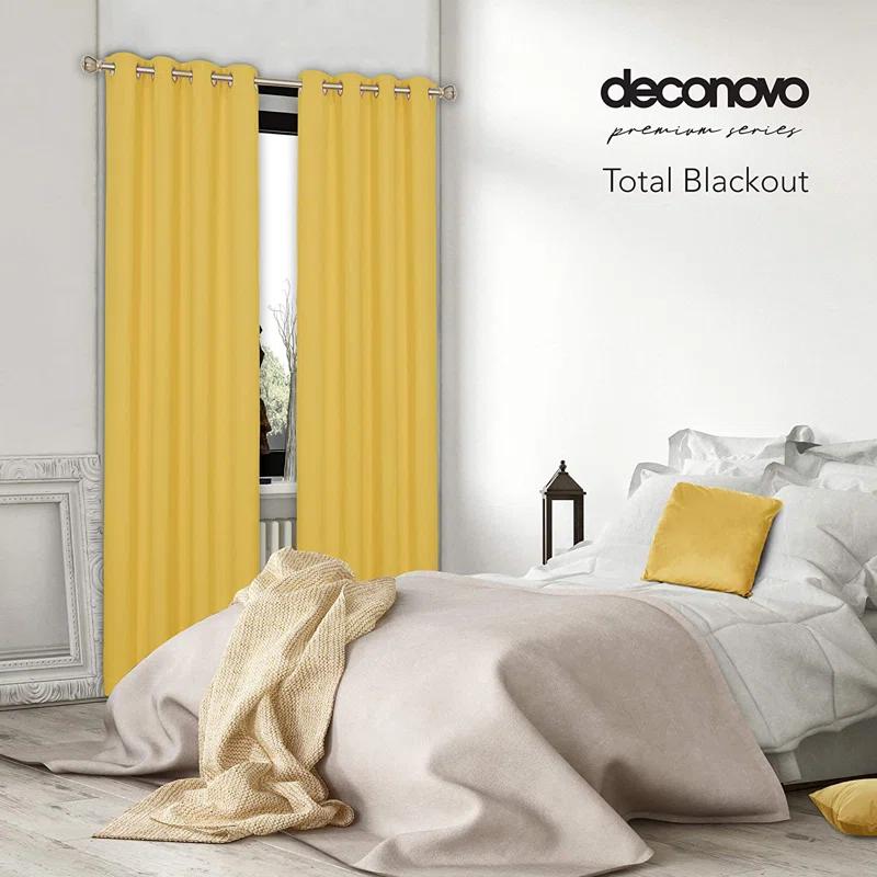 Deconovo Deconovo 100 Percent Blackout with Liner Grommet Curtain Panel Pair (Set of 2)