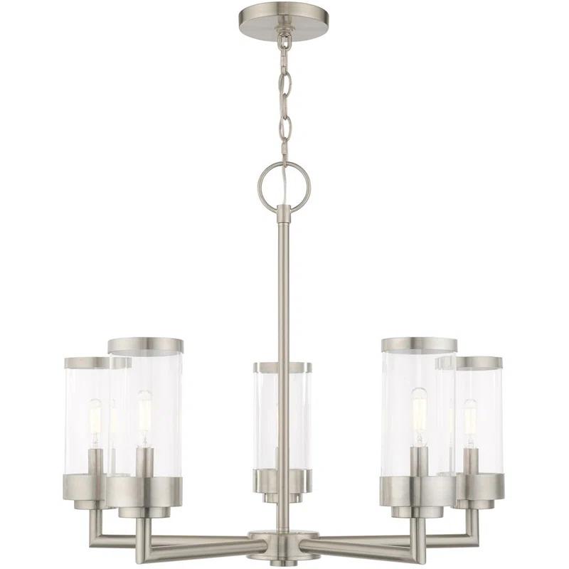 Taylen 5 - Light Stainless Steel Cylinder Chandelier