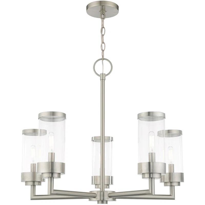Taylen 5 - Light Stainless Steel Cylinder Chandelier
