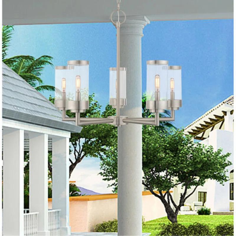 Taylen 5 - Light Stainless Steel Cylinder Chandelier