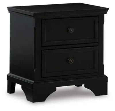 Chylanta Traditional Black 2-Drawer Nightstand with Bronze Knobs