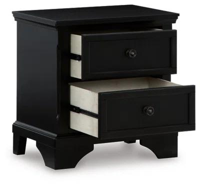 Chylanta Traditional Black 2-Drawer Nightstand with Bronze Knobs