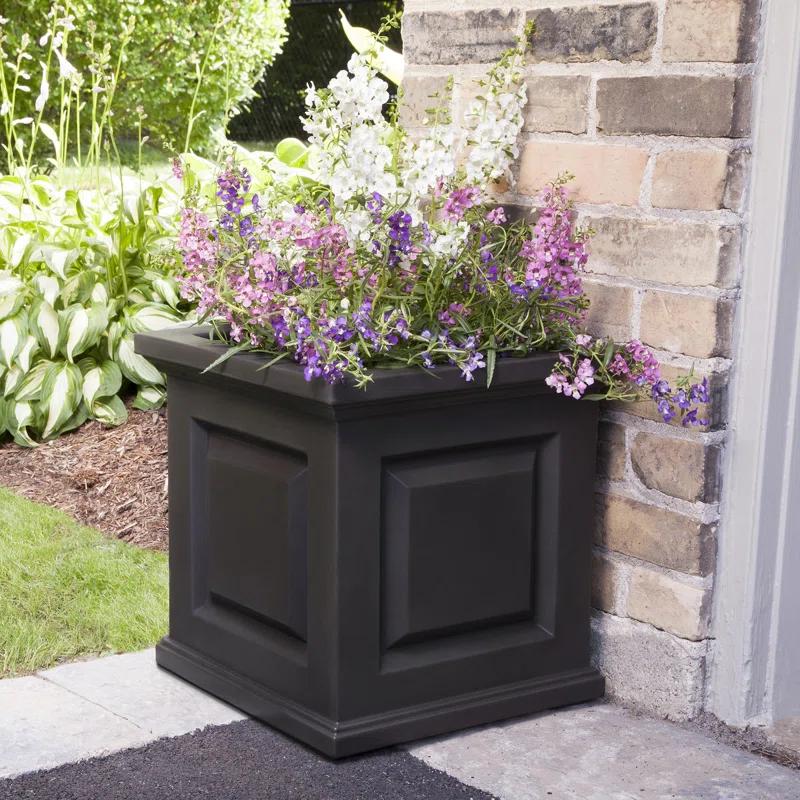 Nantucket Espresso 16" Square Self-Watering Polyethylene Planter