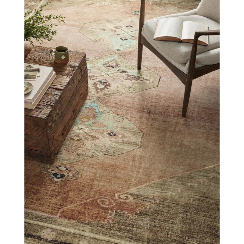 Sinclair Washable Brown & Yellow Synthetic Area Rug, 7'6" x 9'6"