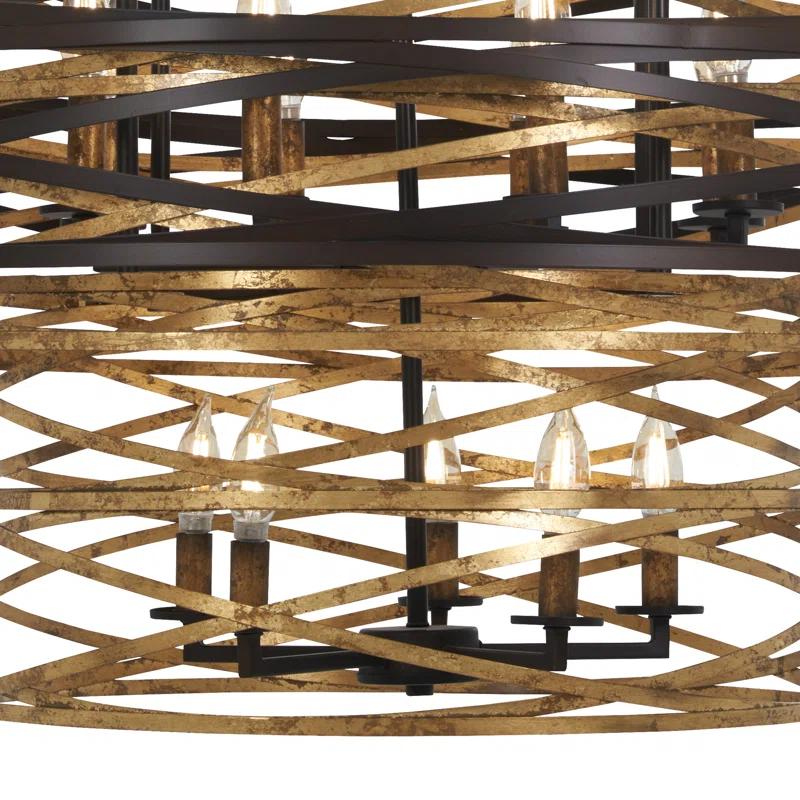 Minka Lavery Dark Bronze Mosaic Gold Chandelier 30" Wide Modern 18-Light Fixture for Dining Room House Foyer Kitchen Entryway Home
