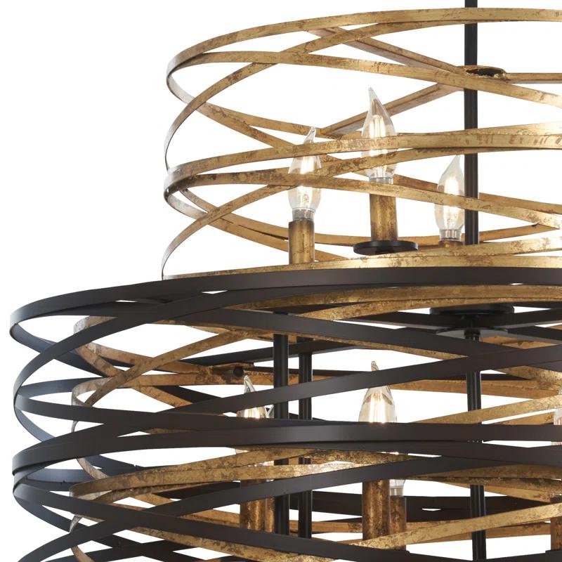Minka Lavery Dark Bronze Mosaic Gold Chandelier 30" Wide Modern 18-Light Fixture for Dining Room House Foyer Kitchen Entryway Home