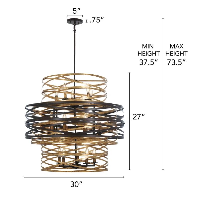 Minka Lavery Dark Bronze Mosaic Gold Chandelier 30" Wide Modern 18-Light Fixture for Dining Room House Foyer Kitchen Entryway Home
