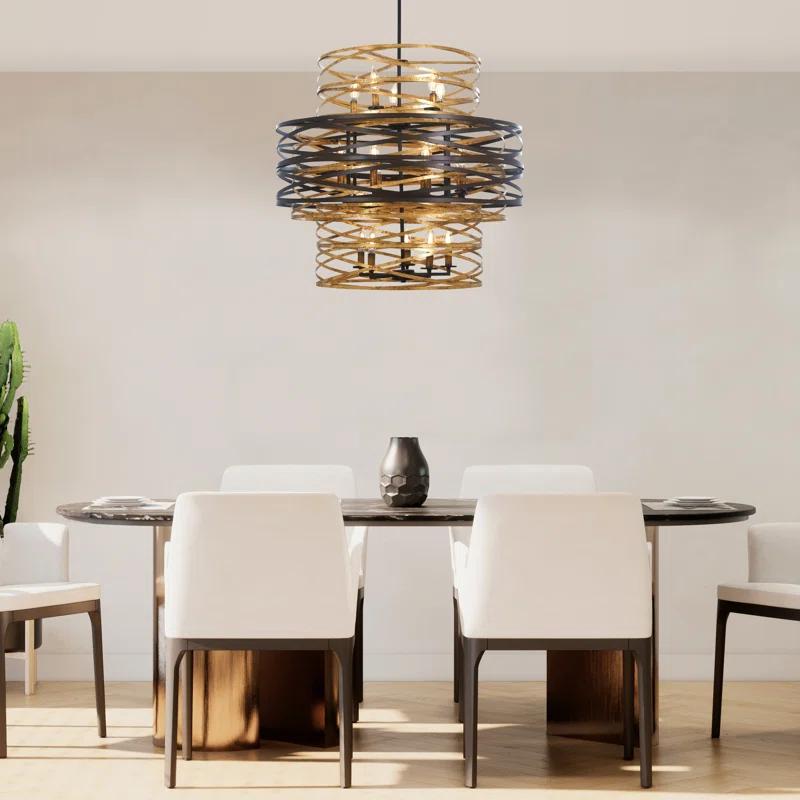 Minka Lavery Dark Bronze Mosaic Gold Chandelier 30" Wide Modern 18-Light Fixture for Dining Room House Foyer Kitchen Entryway Home