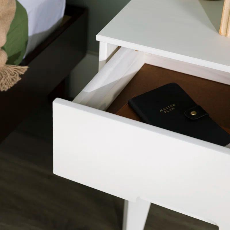 Mid-Century Modern White Maple 2-Drawer Nightstand