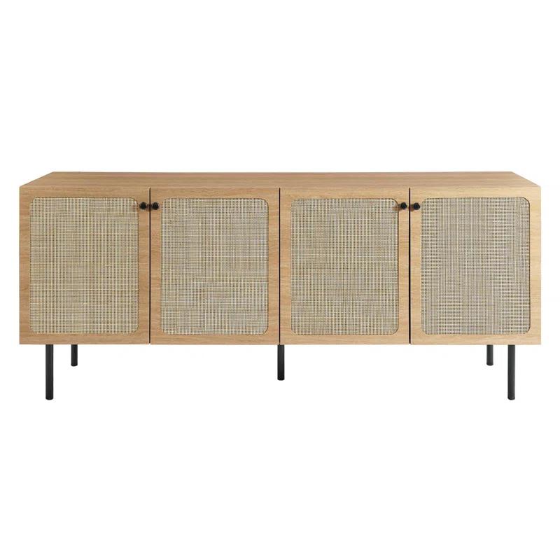 Chaucer Oak Wood Grain Textured Sideboard with Rattan Weaving