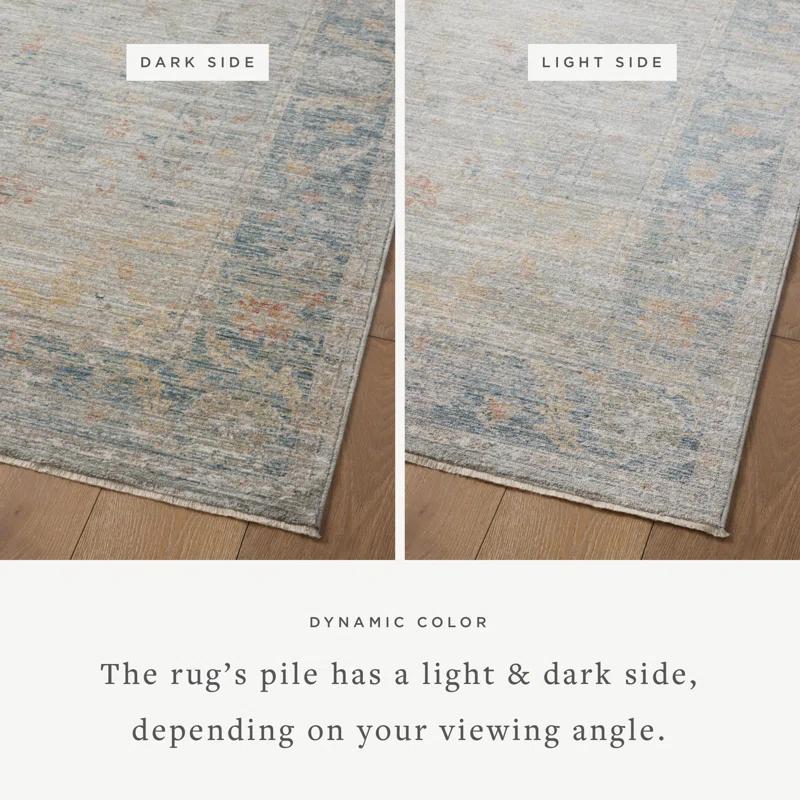 Traditional Floral Slate Gray Synthetic Area Rug 2'3" x 3'10"