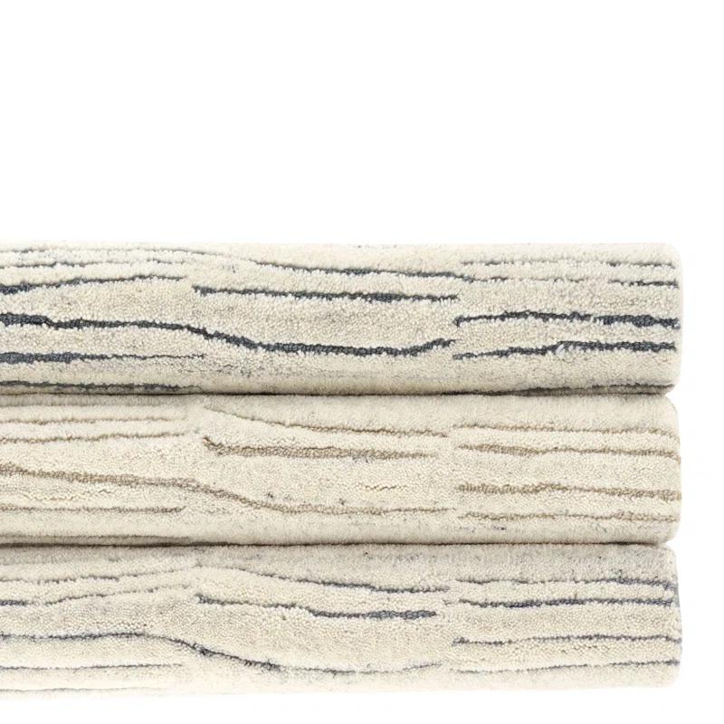 Avery Handmade Tufted Wool Striped Area Rug, 3' x 5', Gray