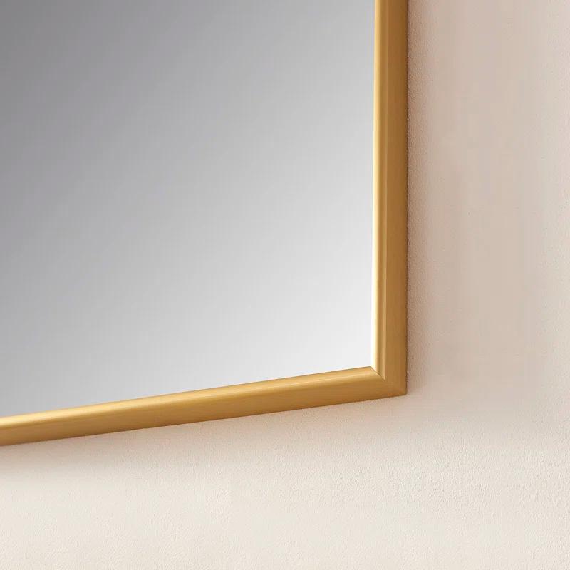 Viella Brushed Gold Rectangular Aluminum Bathroom Mirror