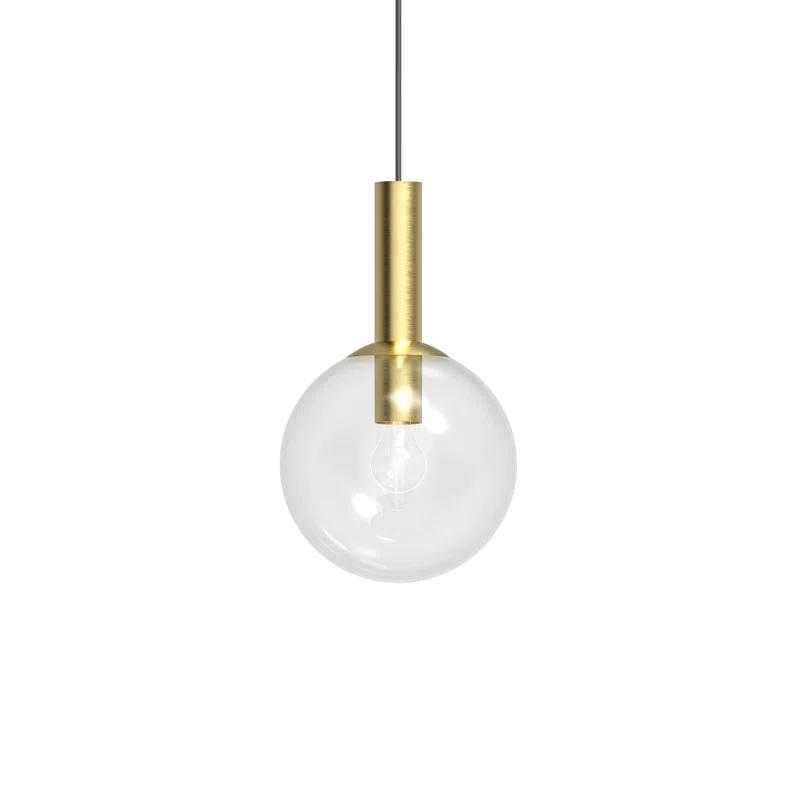 Polished Nickel Glass Globe Pendant Light with LED