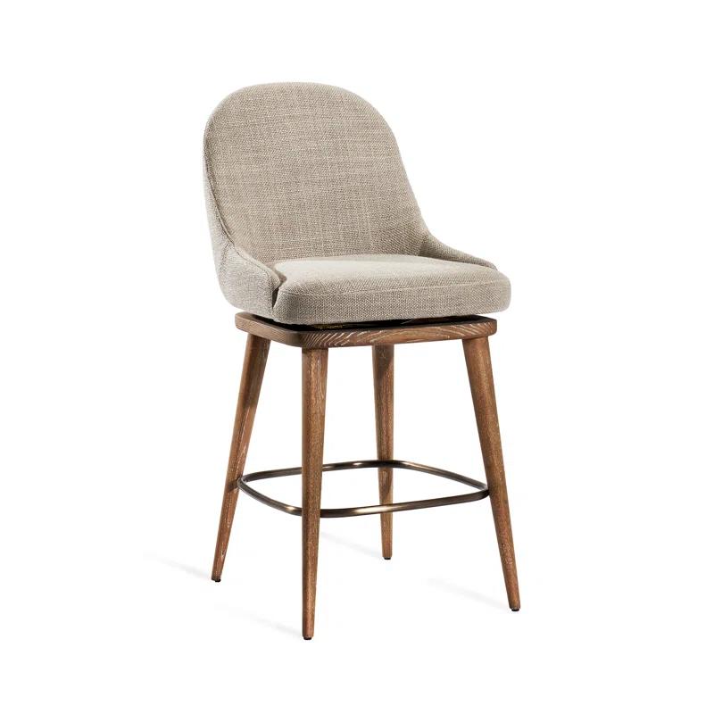 Harper Autumn Brown and Flax Loomed Linen Swivel Counter Stool