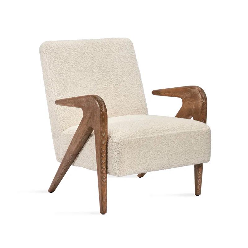 Autumn Brown Ash Wood Shearling Upholstered Accent Chair