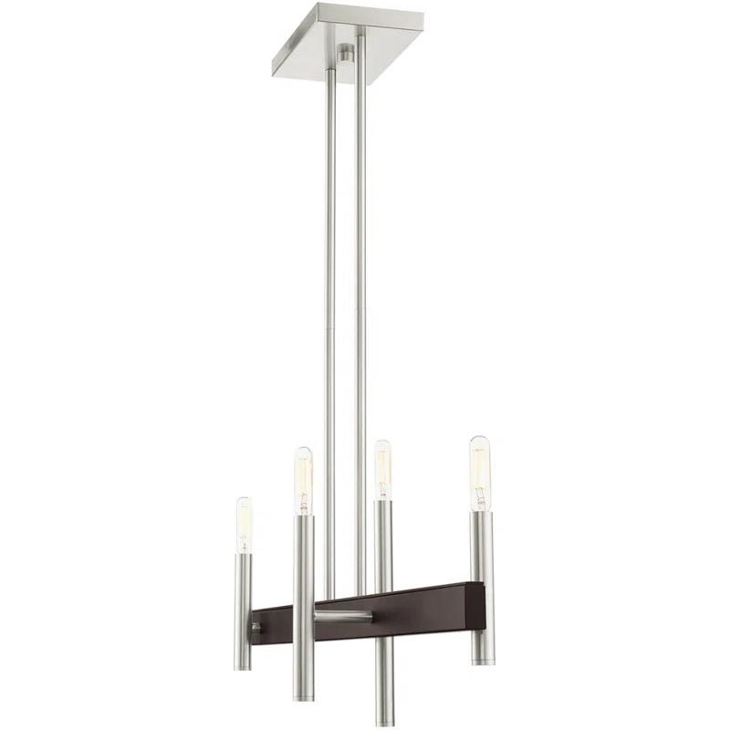 Elegant Bronze and Crystal 4-Light Linear Chandelier