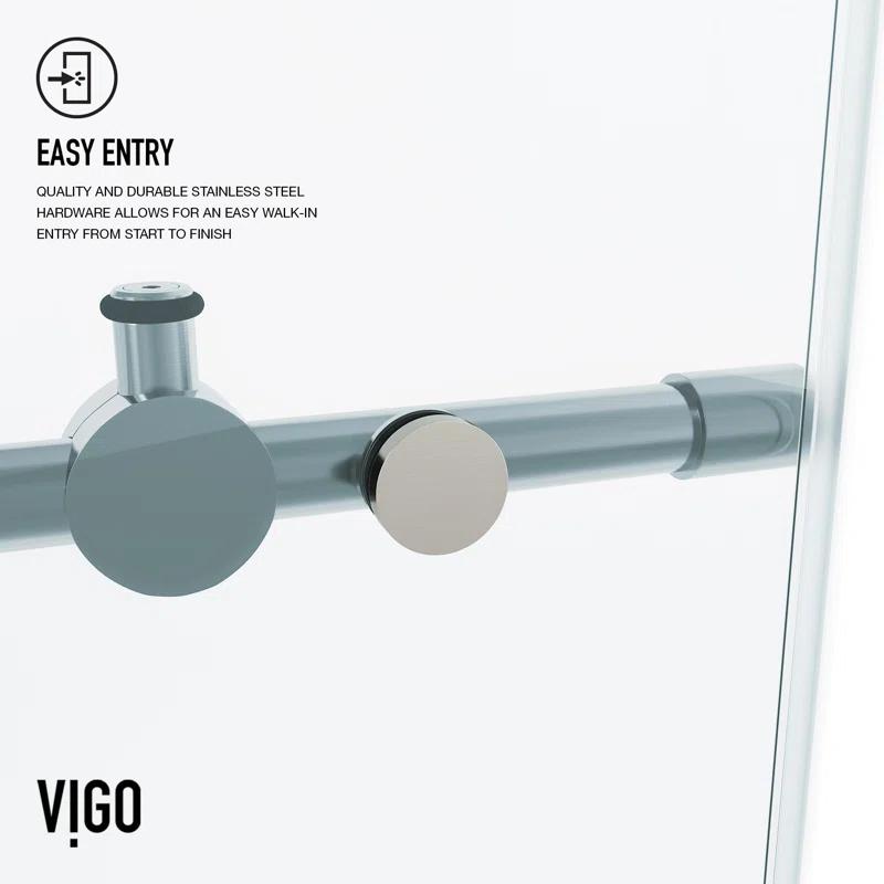 Elan 56-60" W x 74" H Sliding Frameless Shower Door with 3/8" Clear Glass