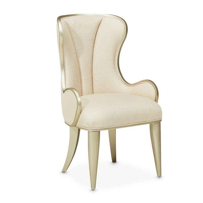Villa Cherie Pearl Polyester and Birch Desk Chair with Champagne Trim