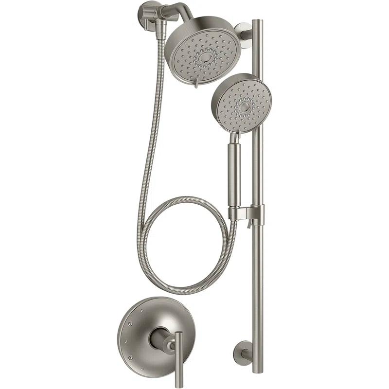 Purist Brushed Nickel Wall-Mounted Adjustable Shower System with Multi-Head