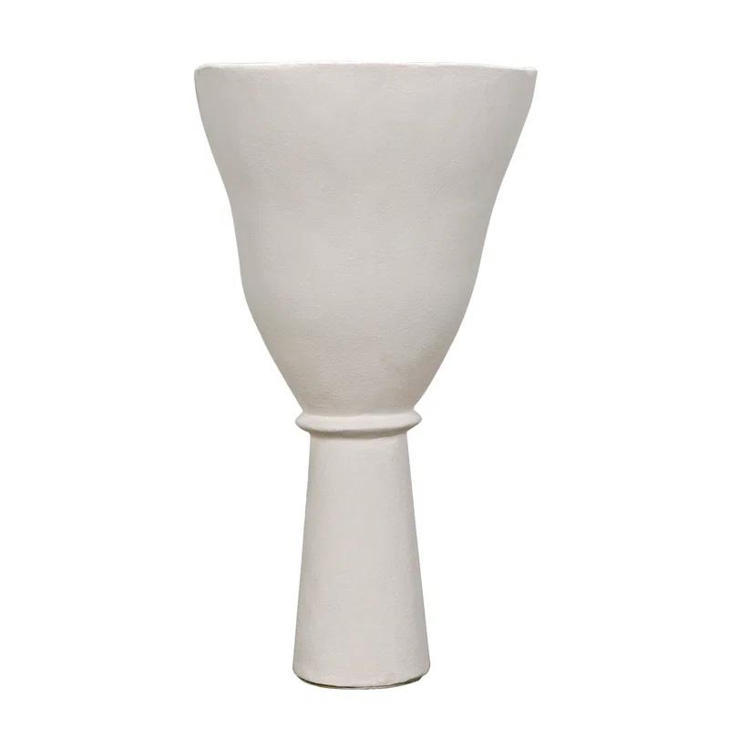 Handcrafted White Fiber Cement Decorative Floor Vase