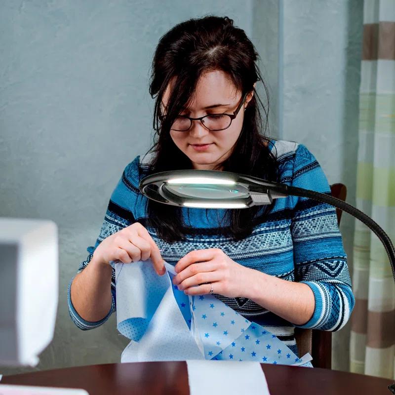 Brightech Pro 44 in. Industrial 2.25X Magnifying LED Floor Lamp with Adjustable Gooseneck Head