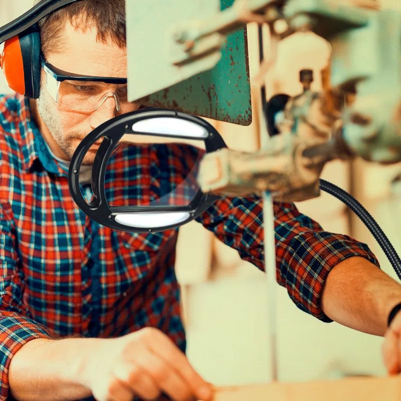 Brightech Pro 44 in. Industrial 2.25X Magnifying LED Floor Lamp with Adjustable Gooseneck Head