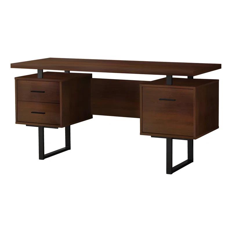 Monarch Specialties Dark Brown Wood 60" Compact Office Desk with Filing Drawer