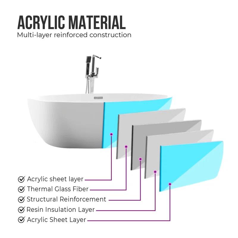 Freestanding Soaking Acrylic Bathtub
