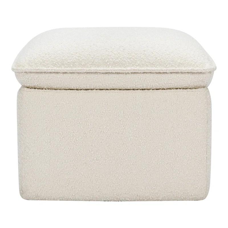 Cali Square Cream Boucle Storage Ottoman with FSC Certified Wood