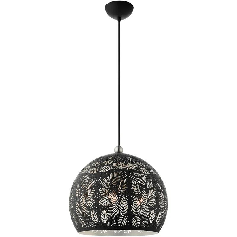 Black and Nickel 3-Light Globe Pendant with Crystal Accents