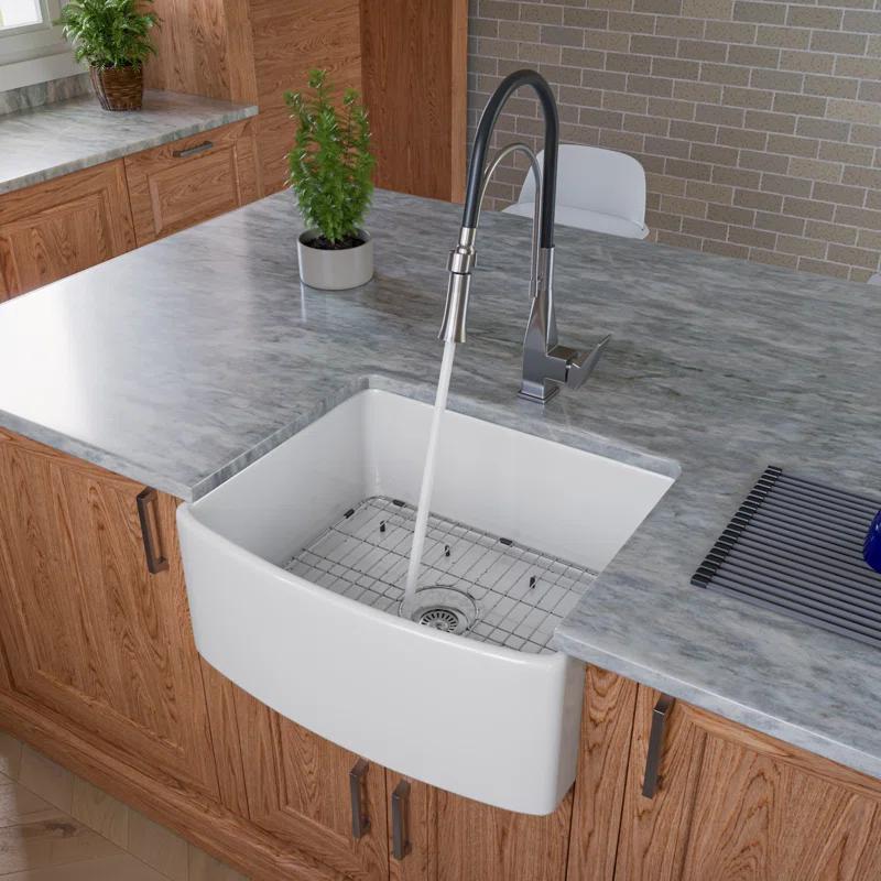 24'' L Flush Single Bowl Fireclay Kitchen Sink