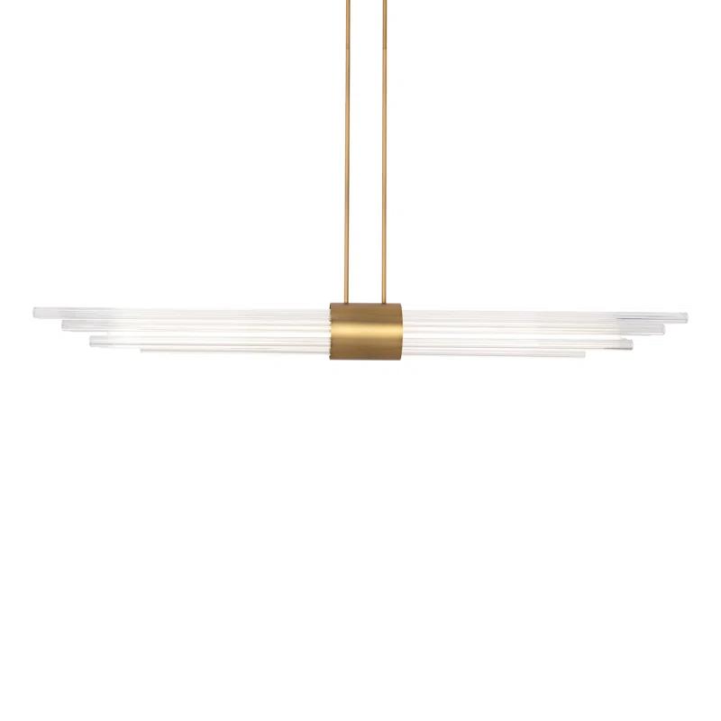 Luzerne Aged Brass LED Pendant with Reeded Glass Shade